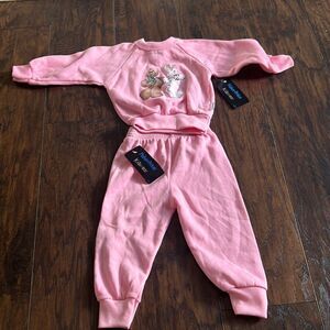 vtg fisher price 2 piece sweatshirt sweatpants set size 2t - 3t new 1988 pink